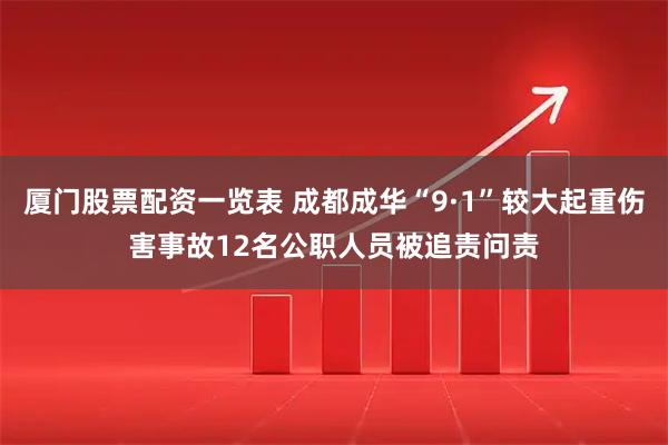 厦门股票配资一览表 成都成华“9·1”较大起重伤害事故12名公职人员被追责问责